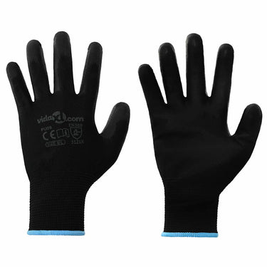 Vidaxl werkhandschoenen 12 pcs zwart 9 l polyester