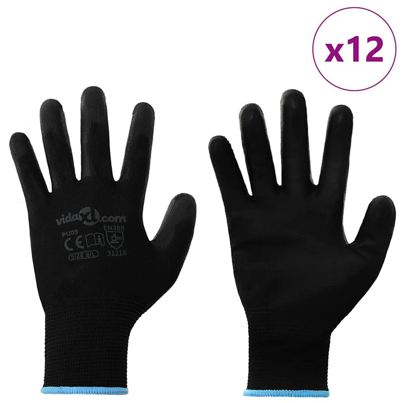ギャラリービューアに画像をロードする, Vidaxl werkhandschoenen 12 pcs zwart 9 l polyester
