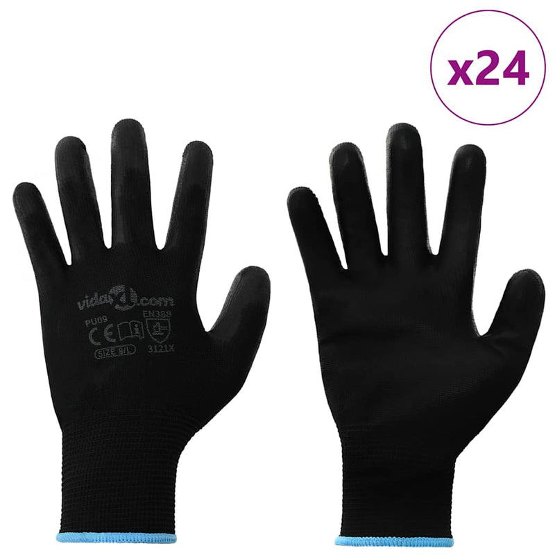 ギャラリービューアに画像をロードする, Vidaxl werkhandschoenen 24 pcs zwart 9 l polyester
