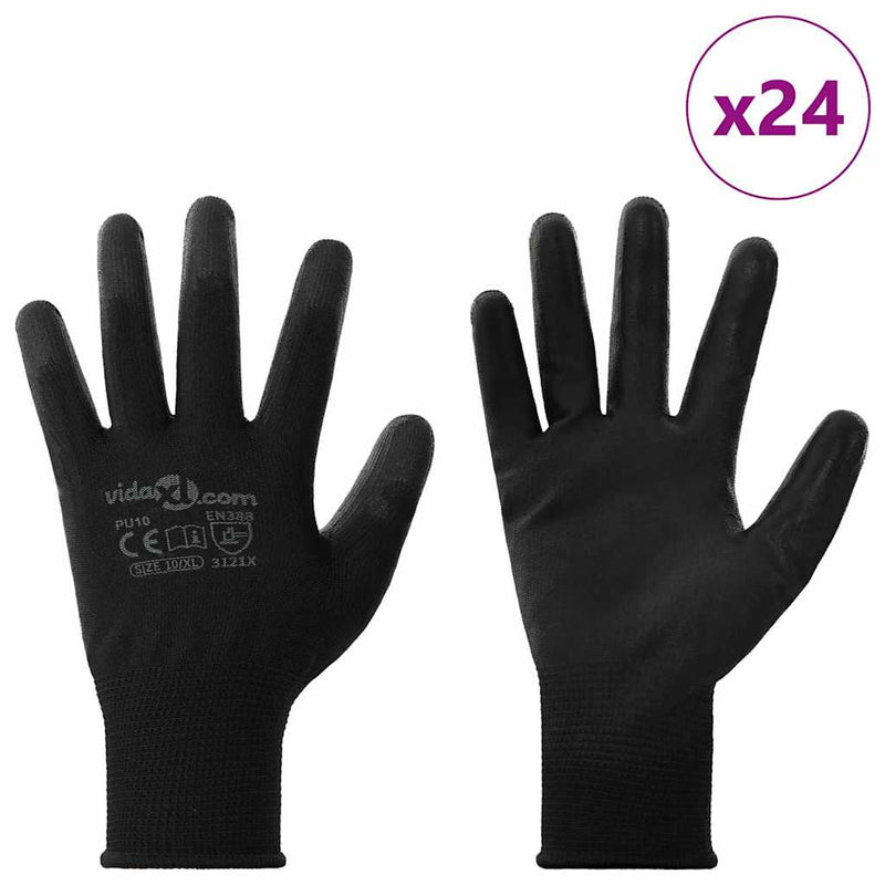 ギャラリービューアに画像をロードする, Vidaxl werkhandschoenen 24 pcs zwart 10 xl polyester
