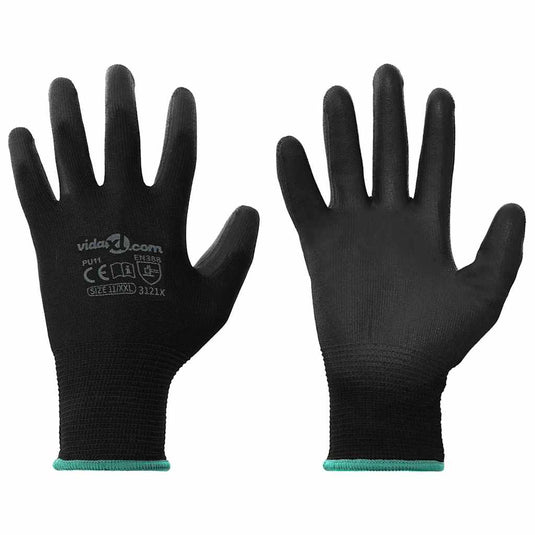 Vidaxl werkhandschoenen 12 pcs zwart 11 xxl polyester