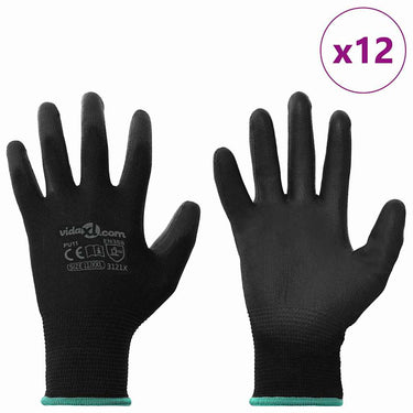 Vidaxl werkhandschoenen 12 pcs zwart 11 xxl polyester