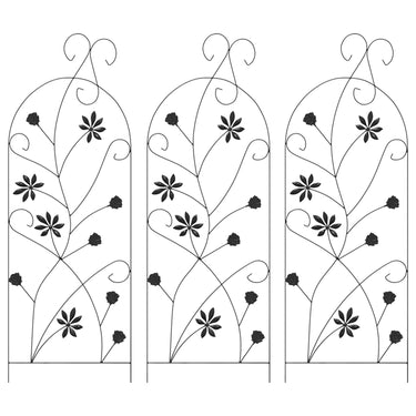 Vidaxl tuinhek met slot 3 pcs zwart 112 x 39,5 cm staal