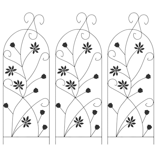 Vidaxl tuinhek met slot 3 pcs zwart 112 x 39,5 cm staal