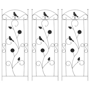 Vidaxl tuinhek 3 pcs zwart 110 x 40 cm staal