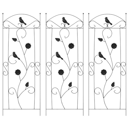 Vidaxl tuinhek 3 pcs zwart 110 x 40 cm staal