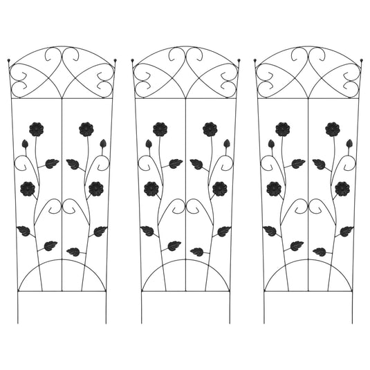 Vidaxl tuinhek 3 pcs zwart 110,5 x 42,5 cm staal