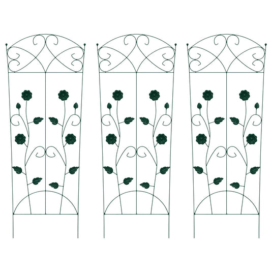 Vidaxl tuinhek 3 pcs groen 110,5 x 42,5 cm staal