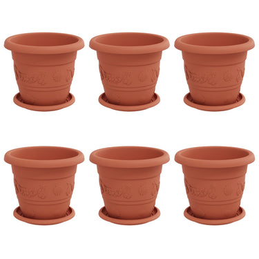 Vidaxl plantenpotten 6 pcs baksteenrood ø 26 x 21.5 cm kunststof