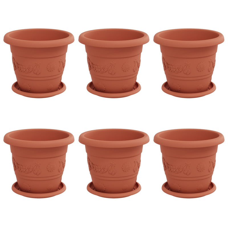 ギャラリービューアに画像をロードする, Vidaxl plantenpotten 6 pcs baksteenrood ø 26 x 21.5 cm kunststof
