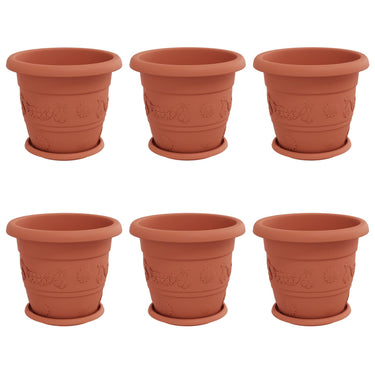 Vidaxl plantenpotten 6 pcs baksteenrood ø 26 x 21.5 cm kunststof