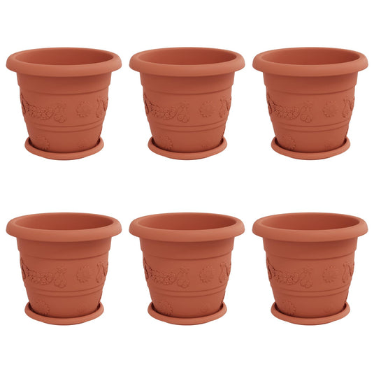 Vidaxl plantenpotten 6 pcs baksteenrood ø 26 x 21.5 cm kunststof