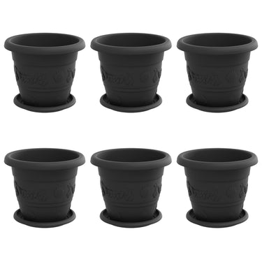 Vidaxl plantenpotten 6 pcs zwart ø 26 x 21.5 cm kunststof