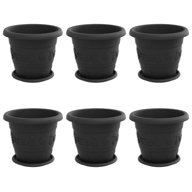 Vidaxl plantenpotten 6 pcs zwart ø 26 x 21.5 cm kunststof