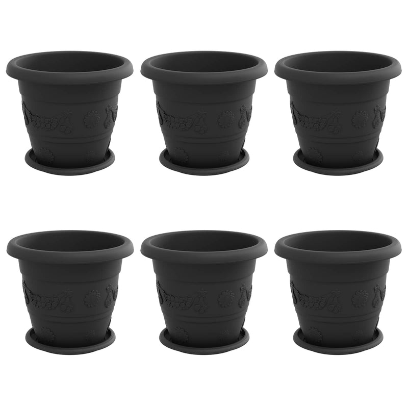 Chargez l'image dans la visionneuse de la galerie, Vidaxl plantenpotten 6 pcs zwart ø 26 x 21.5 cm kunststof
