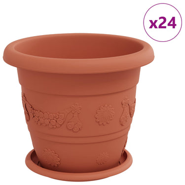 Vidaxl plantenpotten 24 pcs baksteenrood ø 26 x 21.5 cm kunststof