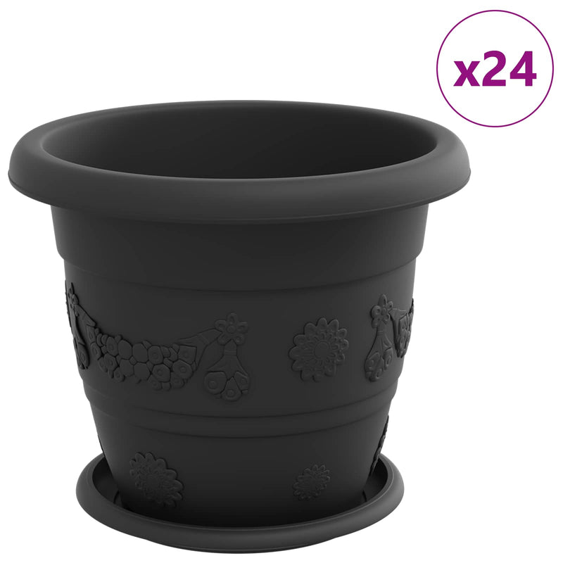 Chargez l'image dans la visionneuse de la galerie, Vidaxl plantenpotten 24 pcs zwart ø 26 x 21.5 cm kunststof
