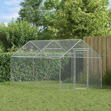 Vidaxl kippenhok zilver 400x170x177cm gegalvaniseerd staal