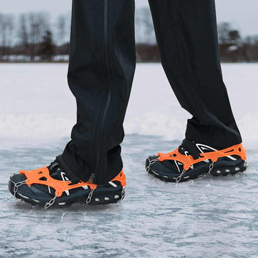 Vidaxl ijs-klemmen voor schoenen met 10 spikes oranje s