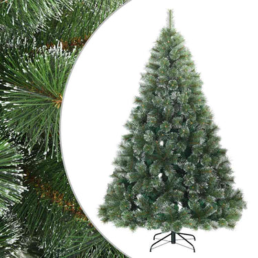 Vidaxl kunst kerstboom met geveerde takken, sneeuw bedekt groen 210 cm