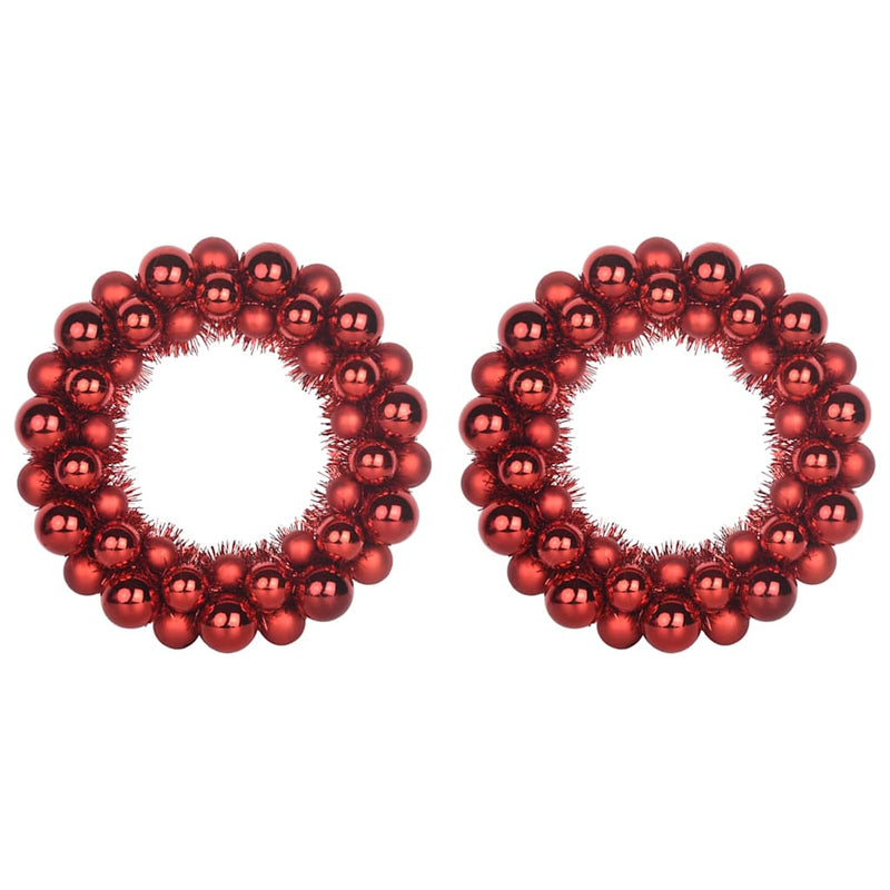 Afbeelding laden in galerijviewer, Vidaxl kerstbal kransen 2 pcs rood 33 x 33 x 7 cm polystyreen
