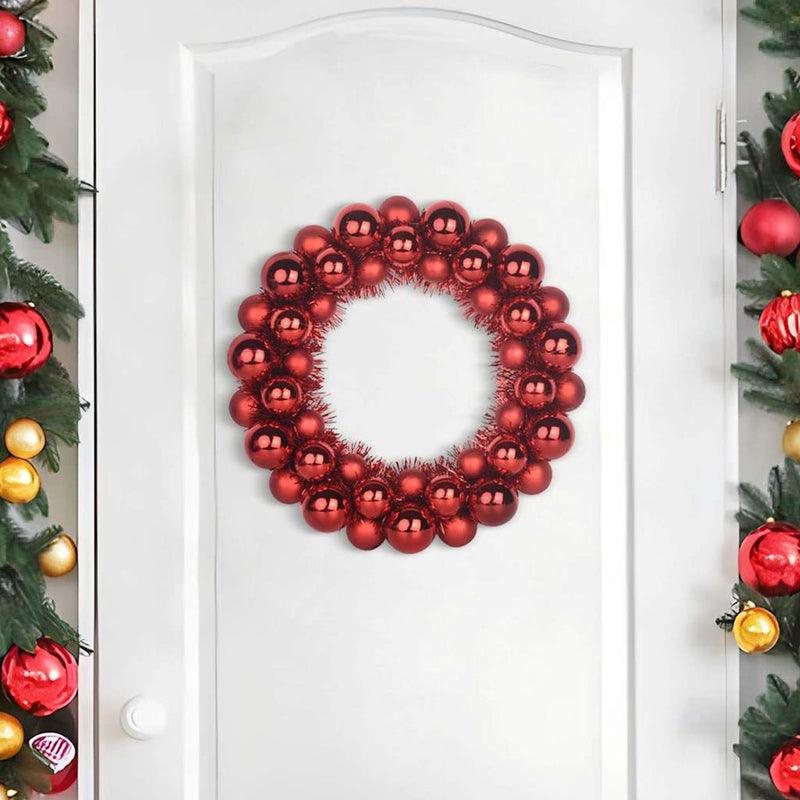 Afbeelding laden in galerijviewer, Vidaxl kerstbal kransen 2 pcs rood 33 x 33 x 7 cm polystyreen
