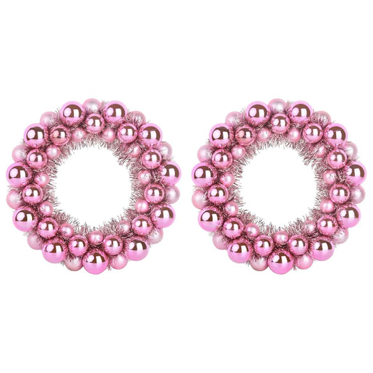 Vidaxl kerstbal kransen 2 pcs roze 33 x 33 x 7 cm polystyreen