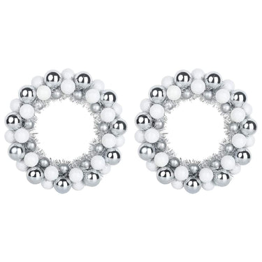 Vidaxl kerstbal kransen 2 pcs wit en zilver 33 x 33 x 7 cm polystyreen