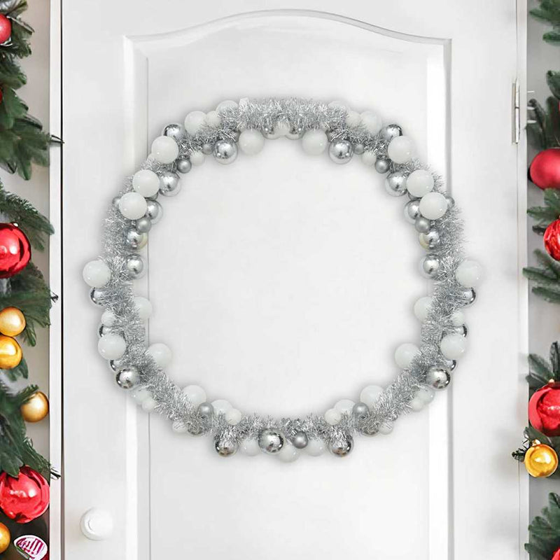 ギャラリービューアに画像をロードする, Vidaxl kerstbal guirlande wit en zilver 186 cm polystyreen
