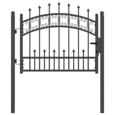 Vidaxl hekpoort met spear boven met slot grijs 103 x 75 cm staal