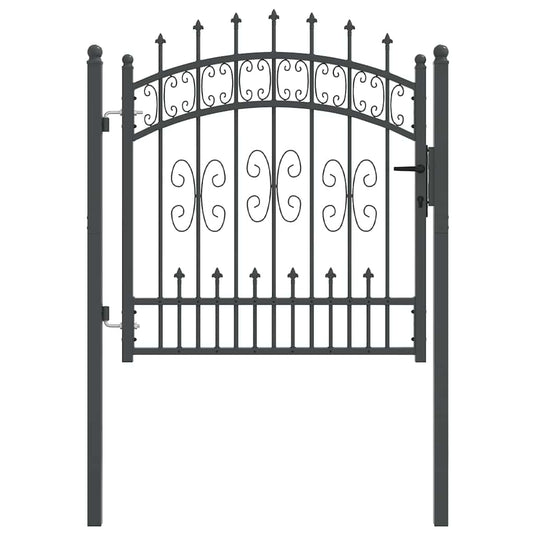 Vidaxl hekpoort met spear boven met slot grijs 103 x 100 cm staal