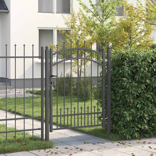 Vidaxl hekpoort met spear boven met slot grijs 103 x 175 cm staal