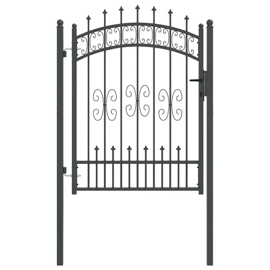 Vidaxl hekpoort met spear boven met slot grijs 103 x 175 cm staal
