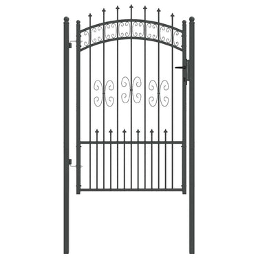 Vidaxl hekpoort met spear boven met slot grijs 103 x 200 cm staal