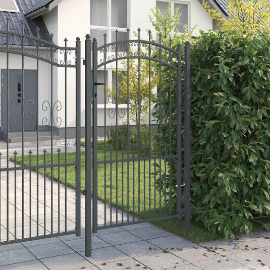 Vidaxl hekpoort met spear boven met slot grijs 103 x 175 cm staal
