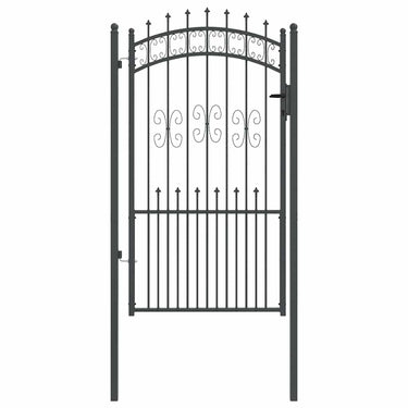 Vidaxl hekpoort met spear boven met slot grijs 103 x 175 cm staal