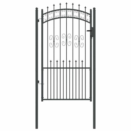 Vidaxl hekpoort met spear boven met slot grijs 103 x 175 cm staal