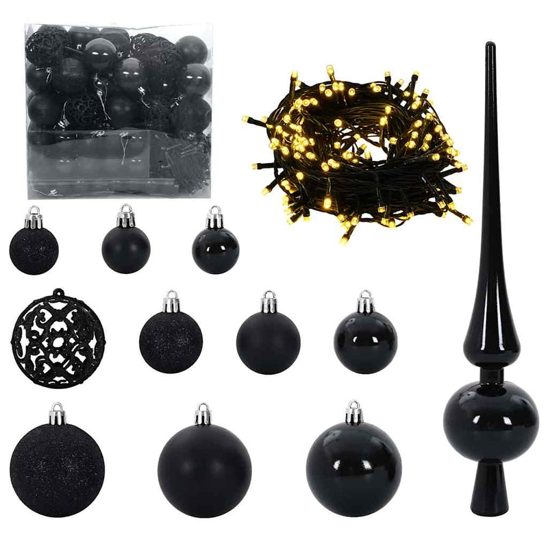Afbeelding laden in galerijviewer, Vidaxl kerstbal set met 300 led 120 pcs zwart kunststof
