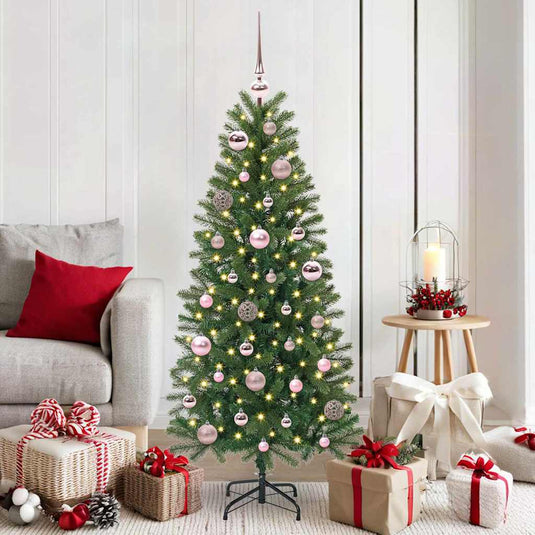 Vidaxl kerstbal set met 150 led 61 pcs roze kunststof