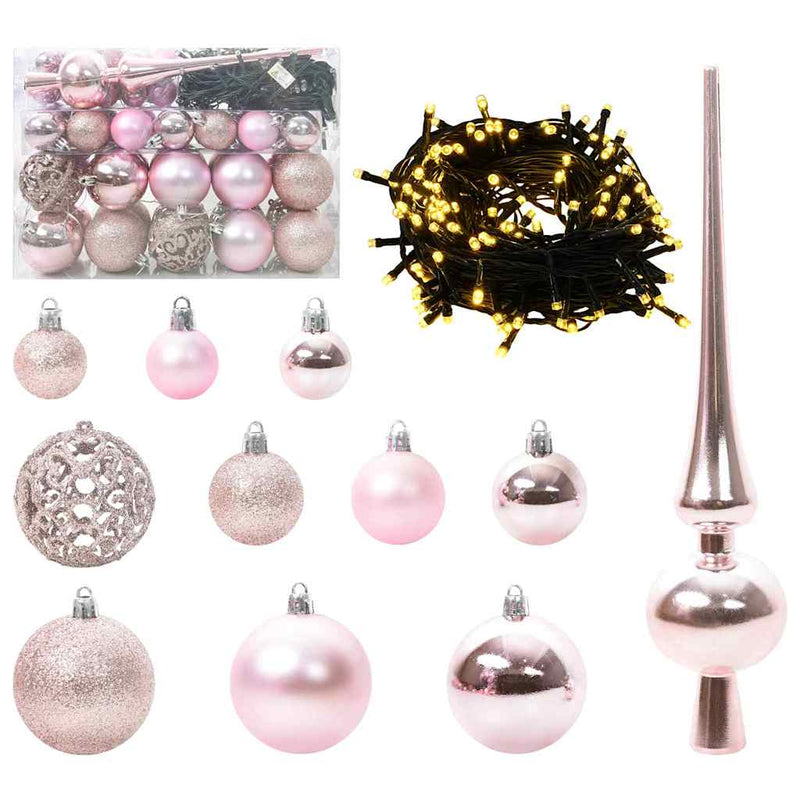 ギャラリービューアに画像をロードする, Vidaxl kerstbal set met 150 led 61 pcs roze kunststof
