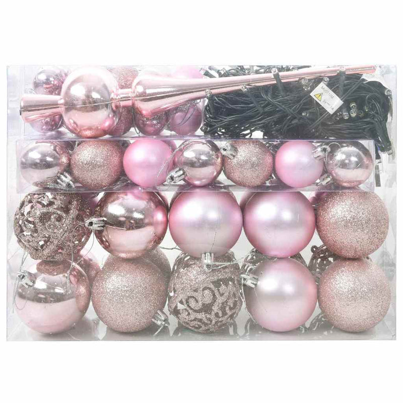 ギャラリービューアに画像をロードする, Vidaxl kerstbal set met 150 led 61 pcs roze kunststof
