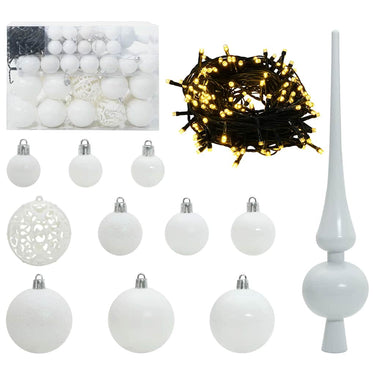 Vidaxl kerstbal set met 150 led 61 pcs wit kunststof