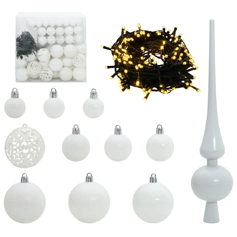 Chargez l'image dans la visionneuse de la galerie, Vidaxl kerstbal set met 300 led 120 pcs wit kunststof
