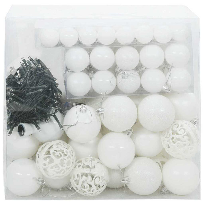 Chargez l'image dans la visionneuse de la galerie, Vidaxl kerstbal set met 300 led 120 pcs wit kunststof
