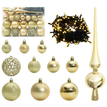 Vidaxl kerstbal set met 150 led 61 pcs goud kunststof