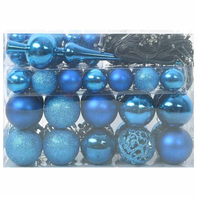Chargez l'image dans la visionneuse de la galerie, Vidaxl kerstbal set met 150 led 61 pcs blauw kunststof
