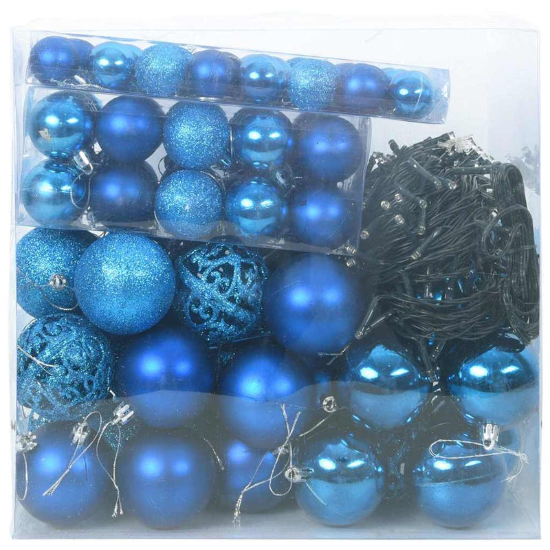 Chargez l'image dans la visionneuse de la galerie, Vidaxl kerstbal set met 300 led 120 pcs blauw kunststof
