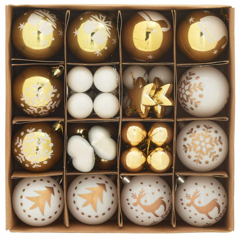 Chargez l'image dans la visionneuse de la galerie, Vidaxl kerstbal set 40 pcs wit en goud kunststof
