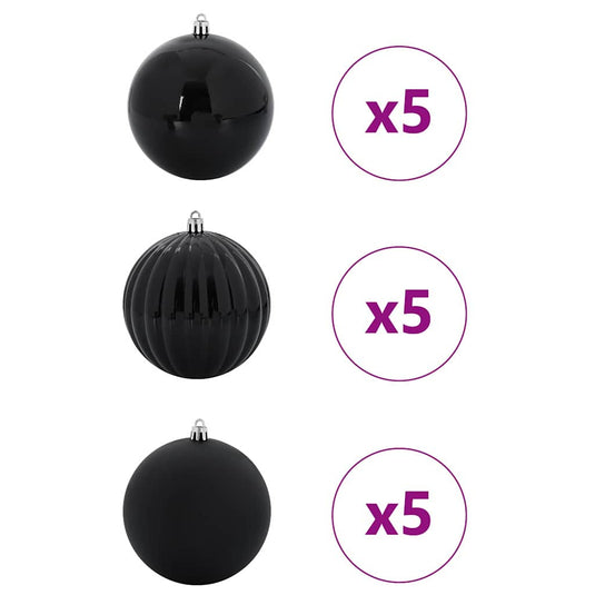 Vidaxl kerstballenset xl 15 pcs zwart kunststof