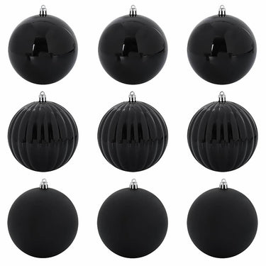 Vidaxl kerstbal set xl 9 pcs zwart kunststof